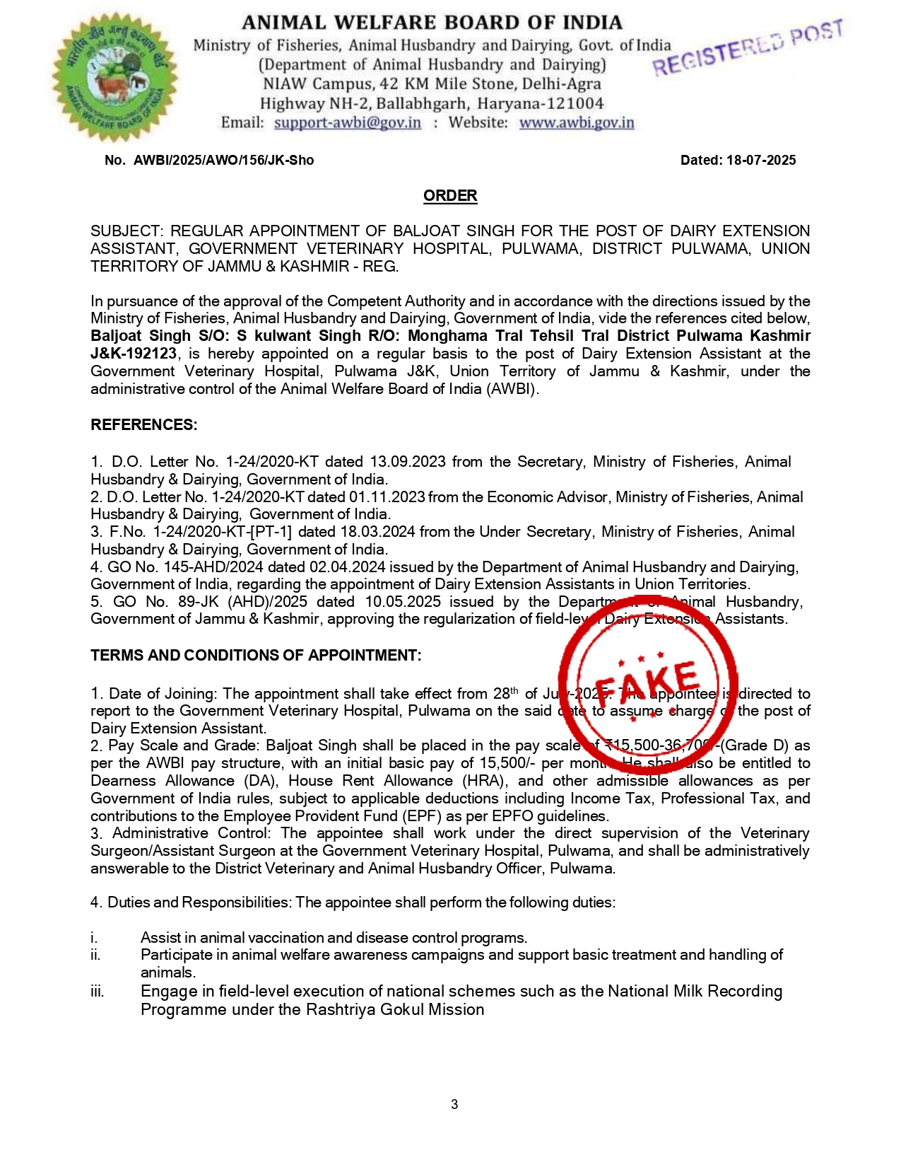 Fraudulent Letter Page 1